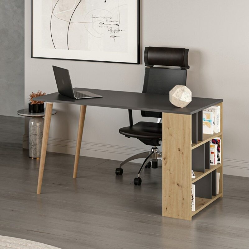 مكتب لون رمادي في خشبي - OFF.9